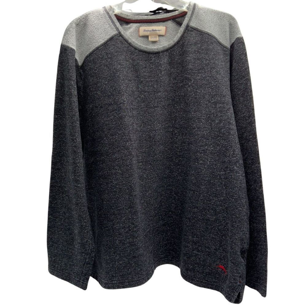Tommy Bahama Men's Gray Two Tone Raglan Textured Pullover Sweatshirt, Size XXL